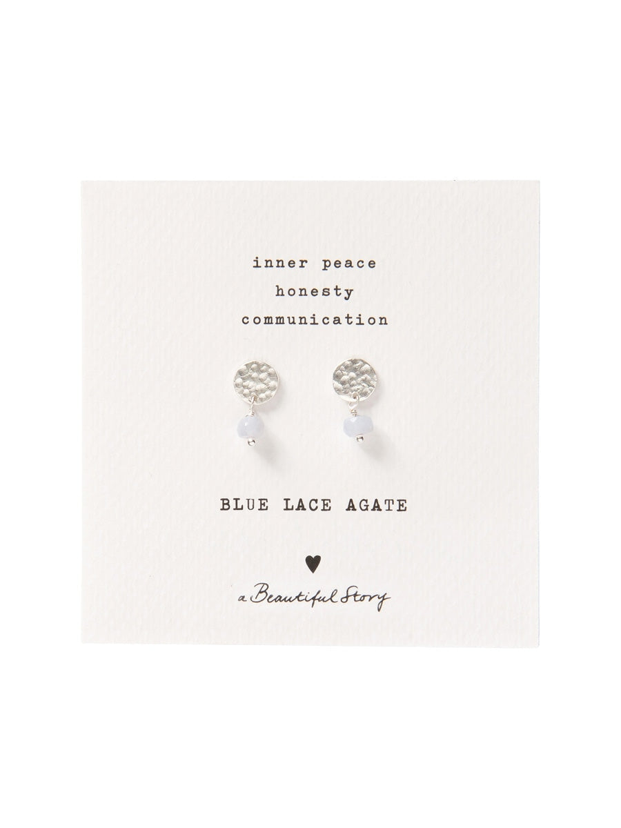 A Beautiful Story MINI COIN blue lace agate silver earrings