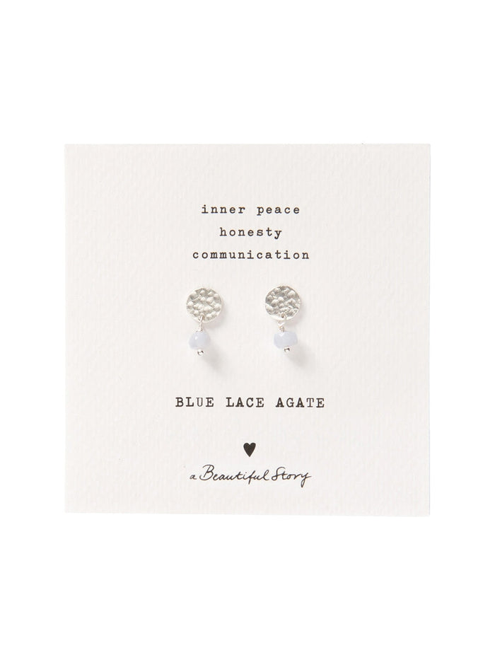 A Beautiful Story MINI COIN blue lace agate silver earrings