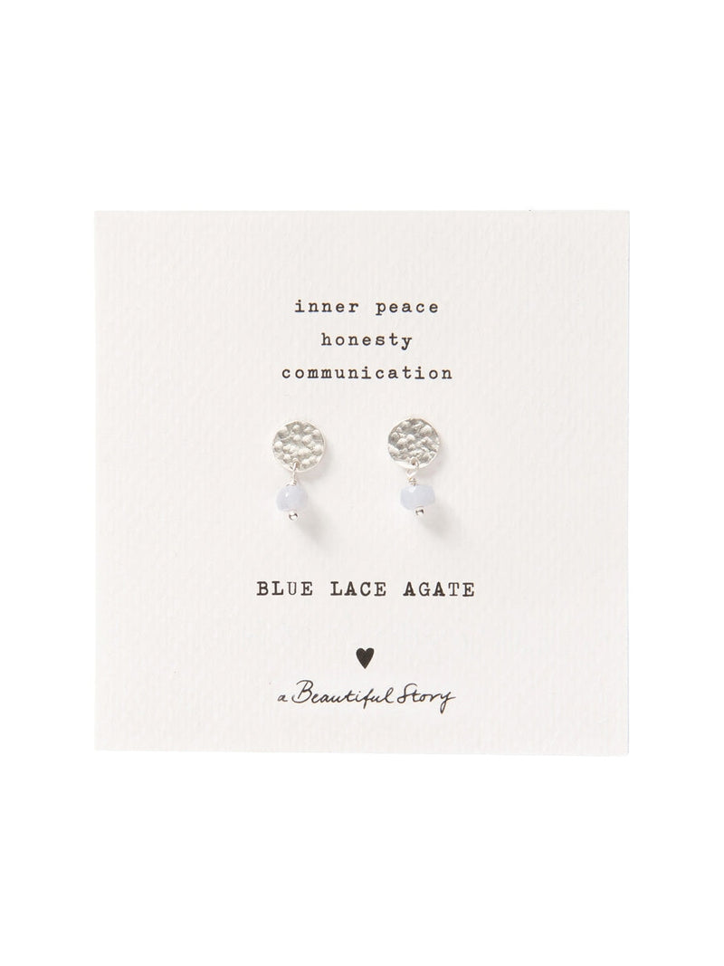A Beautiful Story MINI COIN blue lace agate silver earrings