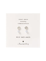 A Beautiful Story MINI COIN blue lace agate silver earrings