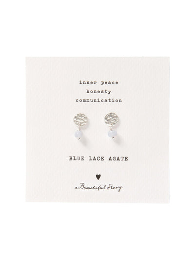 A Beautiful Story MINI COIN blue lace agate silver earrings
