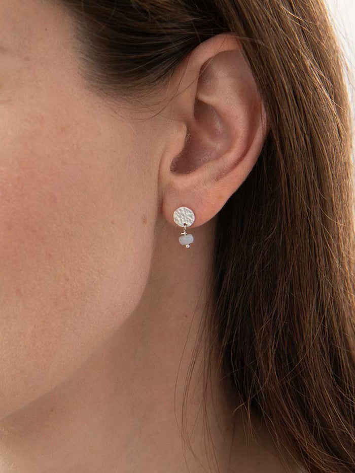 A Beautiful Story MINI COIN blue lace agate silver earrings
