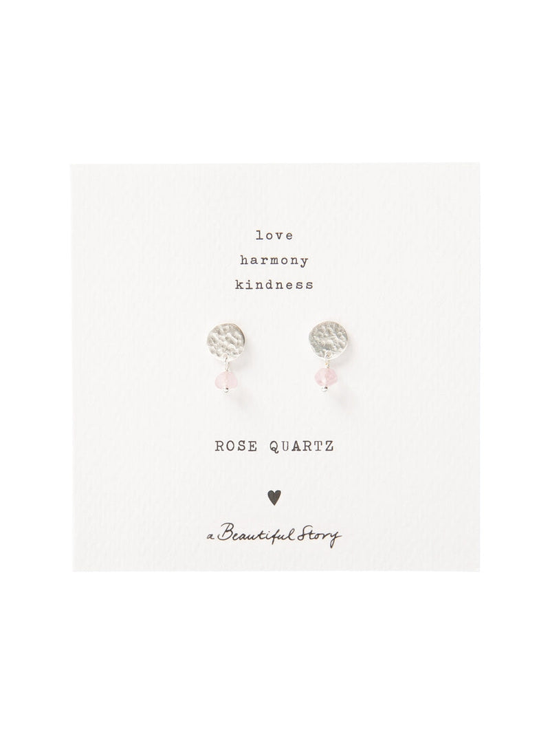 A Beautiful Story MINI COIN rose quartz silver earrings