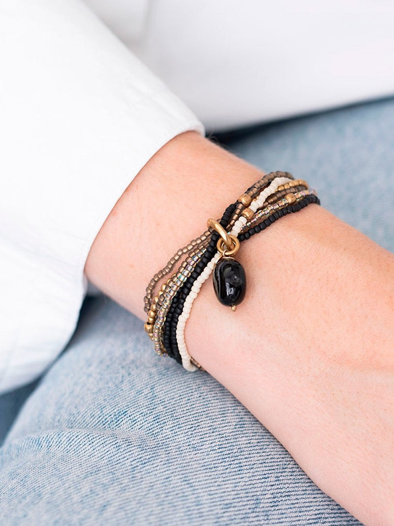 A Beautiful Story NIRMALA black onyx gold bracelet