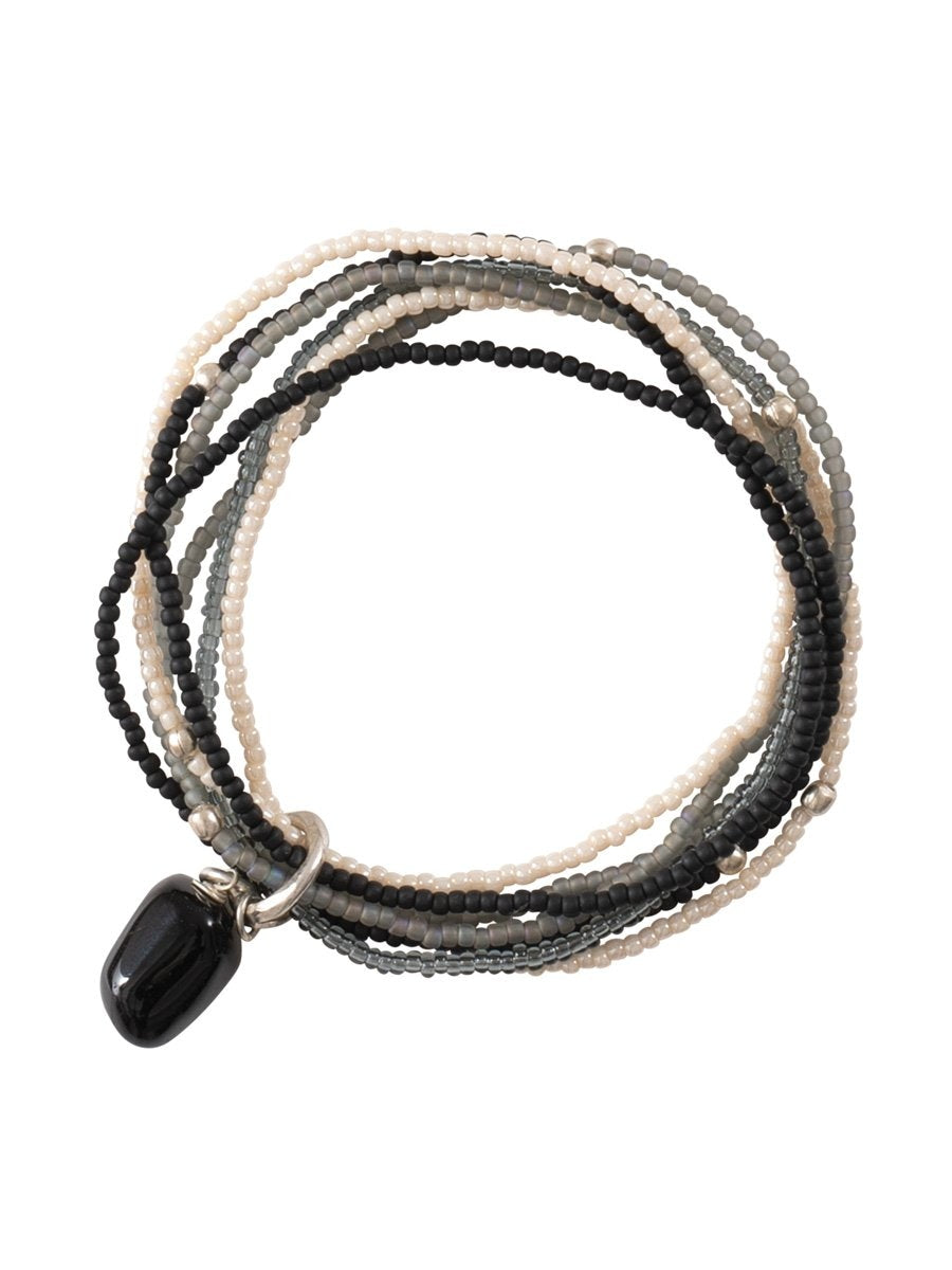 A Beautiful Story NIRMALA black onyx silver bracelet