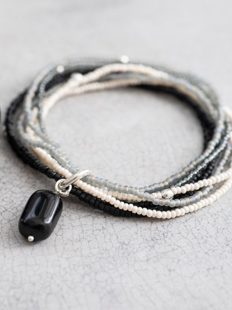 A Beautiful Story NIRMALA black onyx silver bracelet