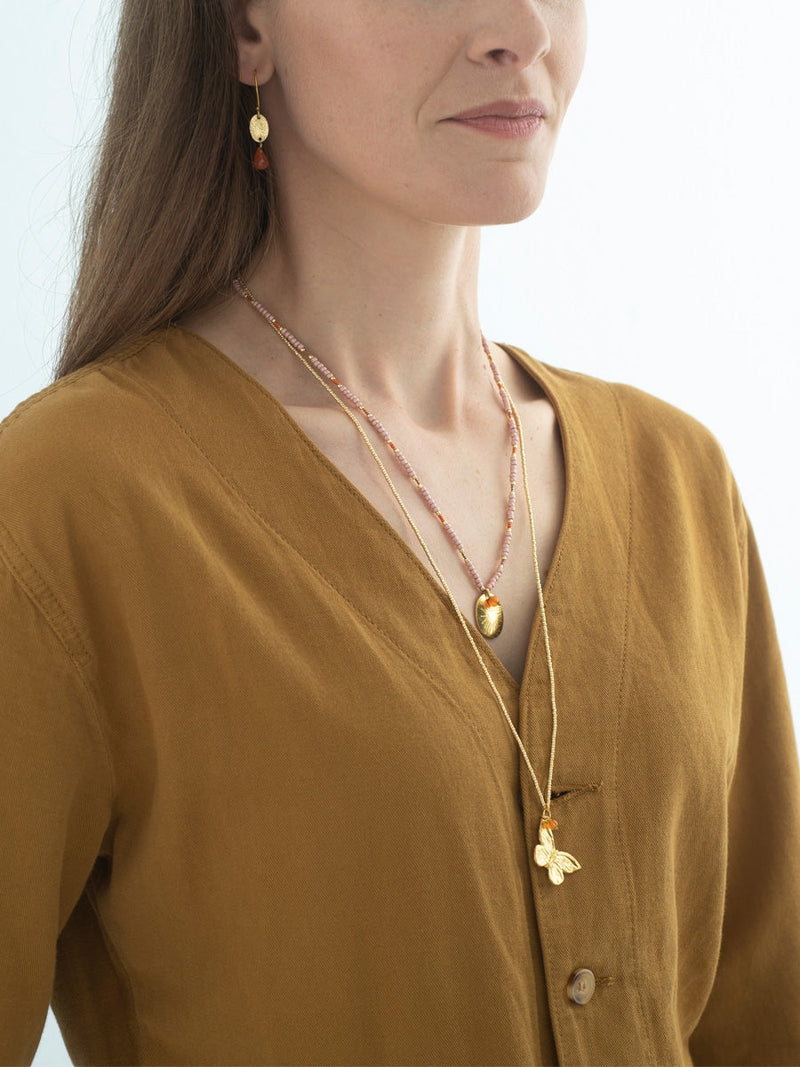 A Beautiful Story Prayer Carnelian Gold Necklace