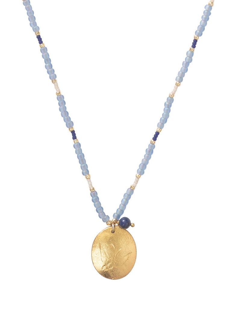 A Beautiful Story Prayer Lapis Lazuli Gold Necklace