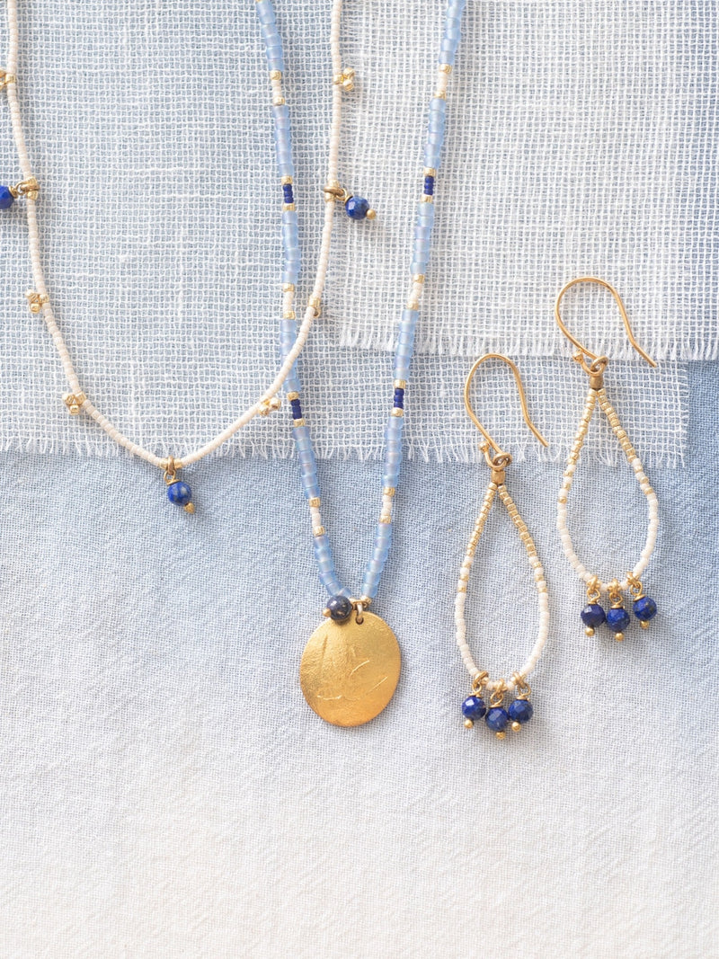 A Beautiful Story Prayer Lapis Lazuli Gold Necklace