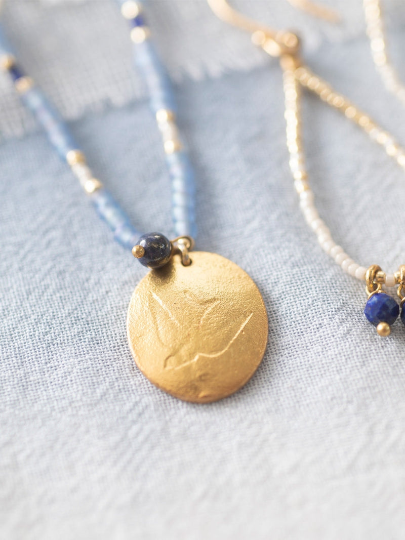 A Beautiful Story Prayer Lapis Lazuli Gold Necklace