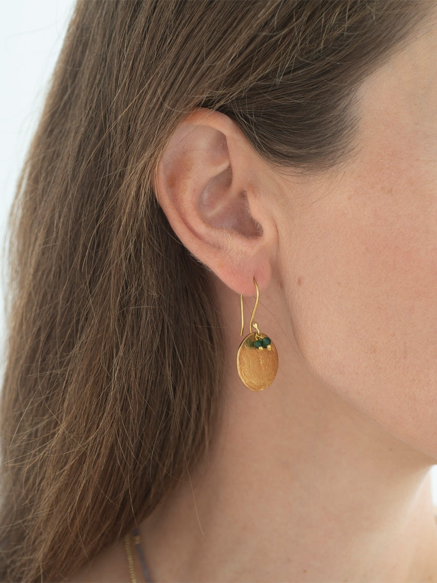 A Beautiful Story Precious Aventurine Gold Earrings