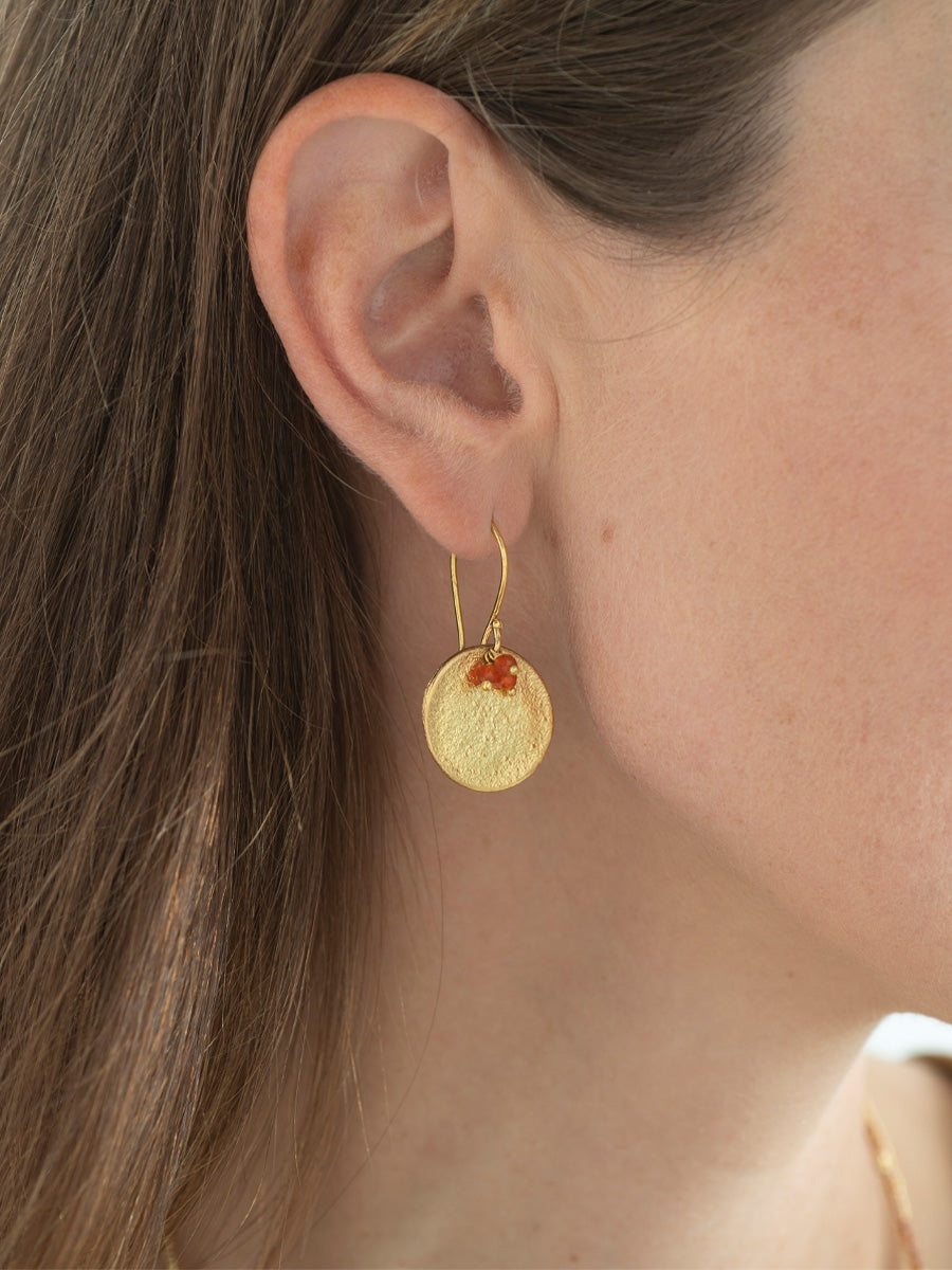 A Beautiful Story Precious Carnelian Gold Earrings
