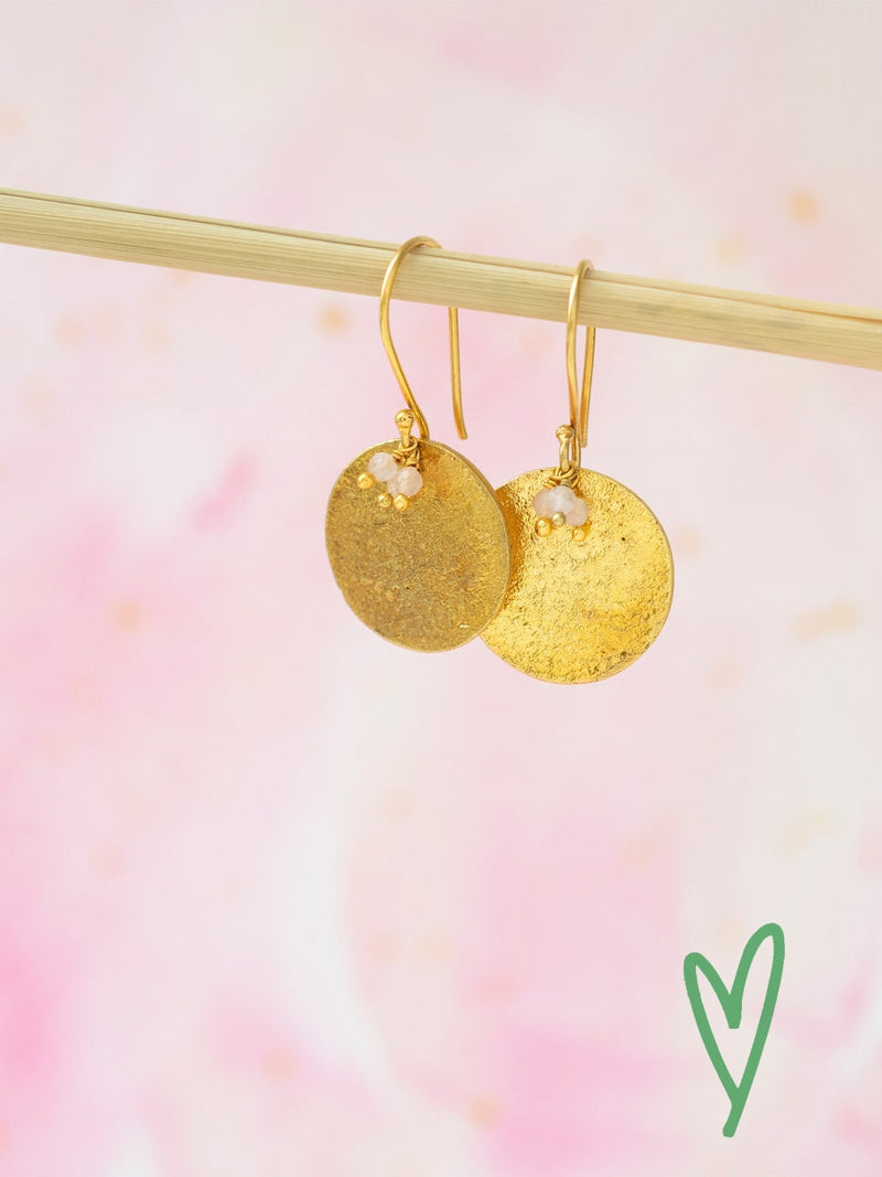 A Beautiful Story PRECIOUS rose quartz gold earrings