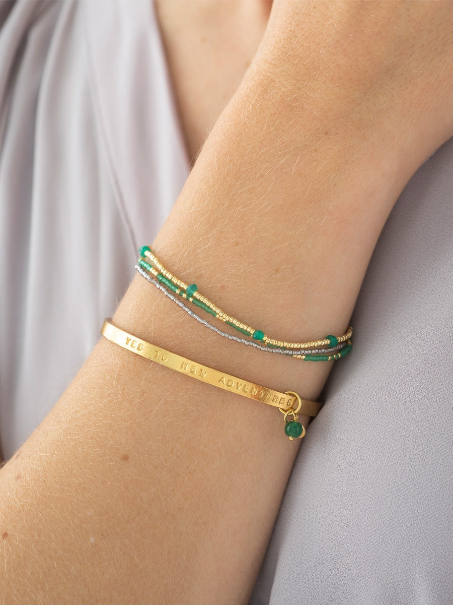 A Beautiful Story Welcome Aventurine Gold Bracelet