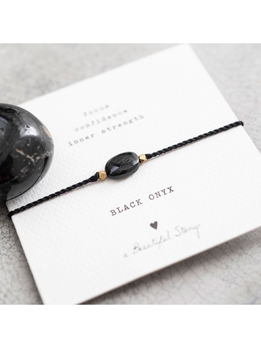 A Beautiful Storyn Black Onyx Gemstone Card. 