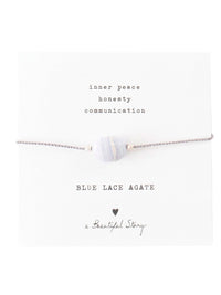 A Beautiful Storyn Blue Lace Agate Gemstone card. 