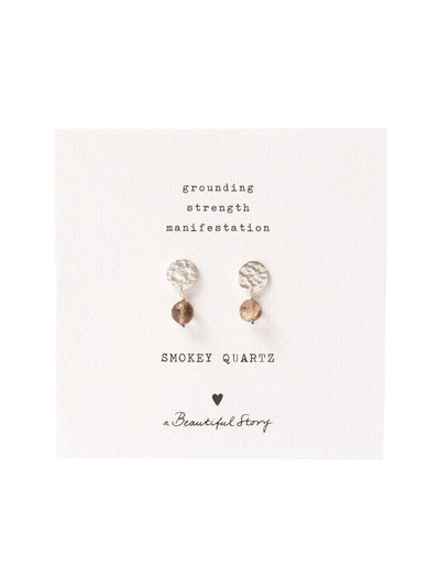 A Beautiful Story MINI COIN gold earrings smokey quartz
