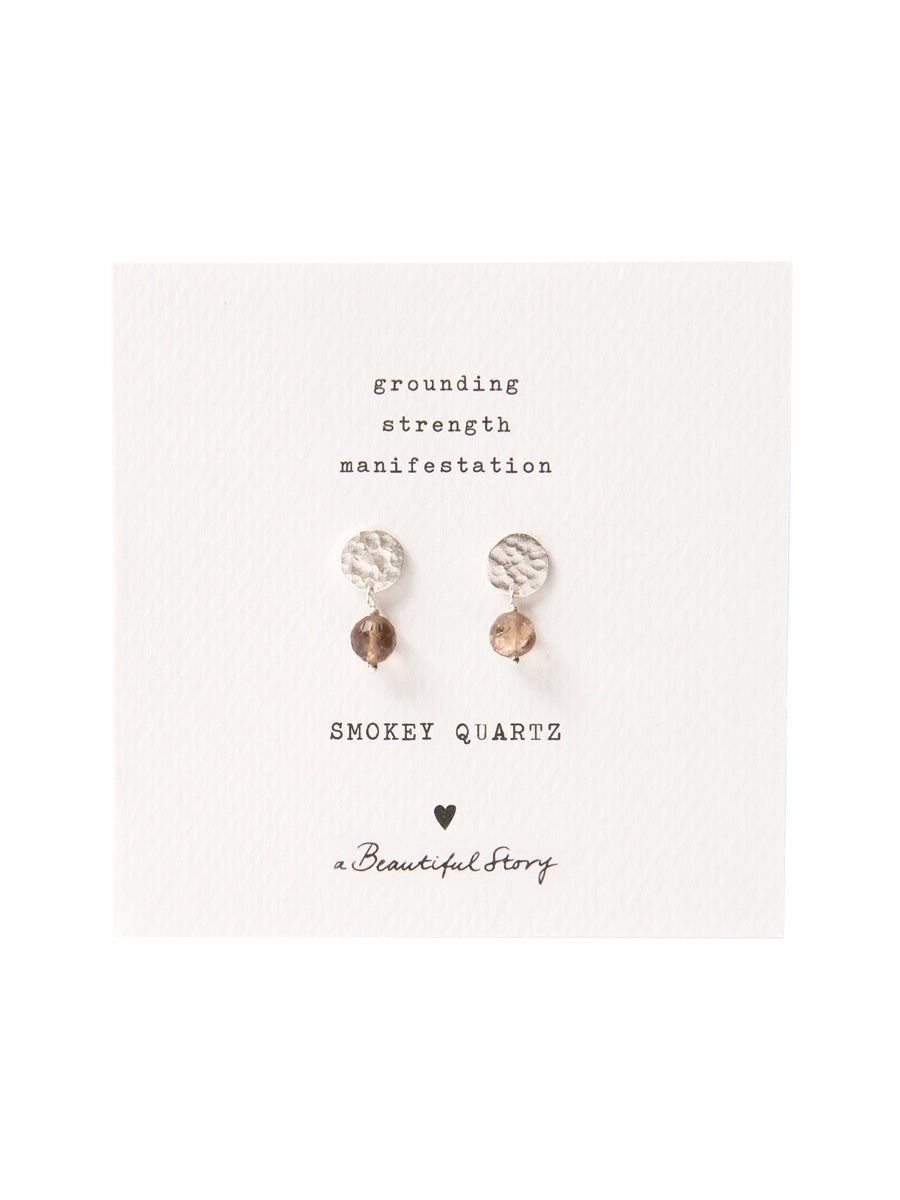 A Beautiful Story MINI COIN silver earrings smokey quartz