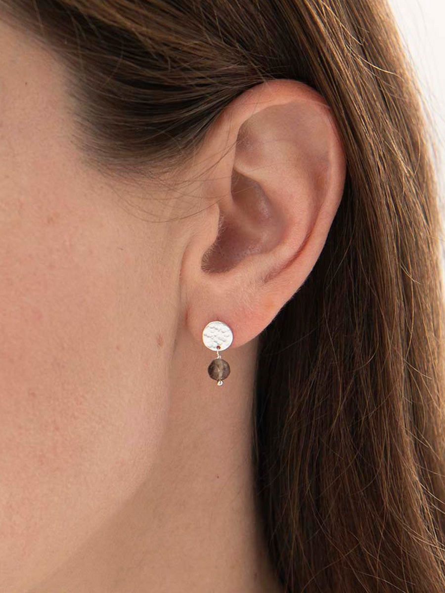 A Beautiful Story MINI COIN silver earrings smokey quartz