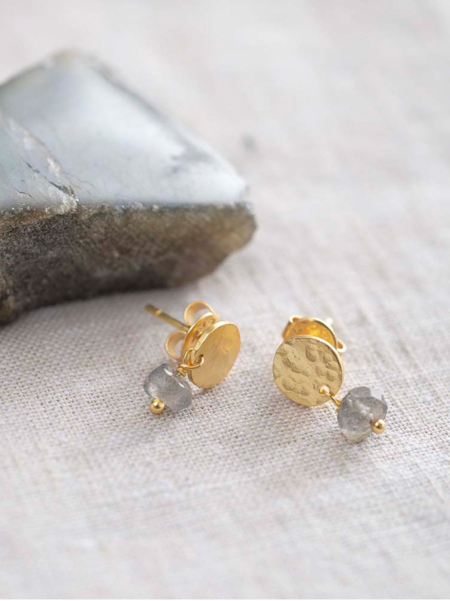 A Beautiful Story MINI COIN labradorite gold earrings