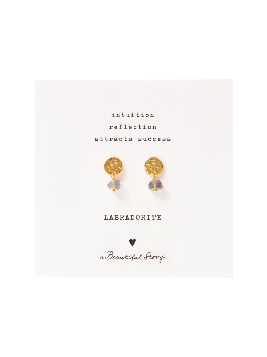 A Beautiful Story MINI COIN labradorite gold earrings