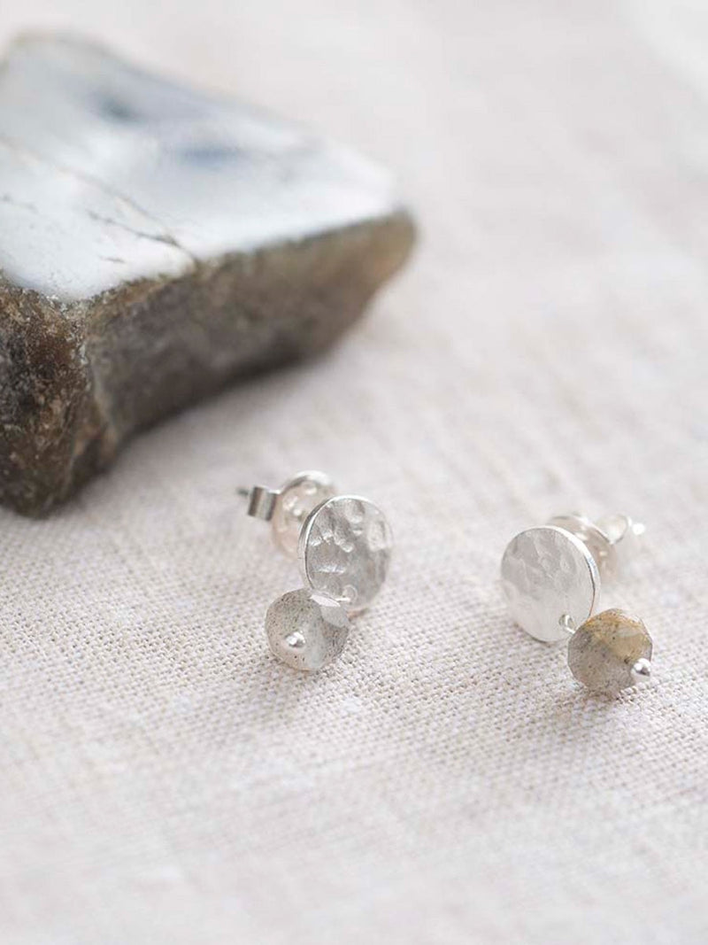 A Beautiful Story MINI COIN silver earrings labradorite