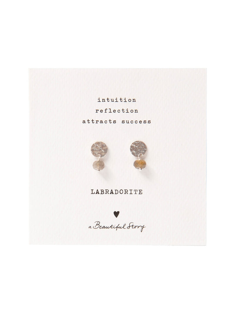 A Beautiful Story MINI COIN silver earrings labradorite