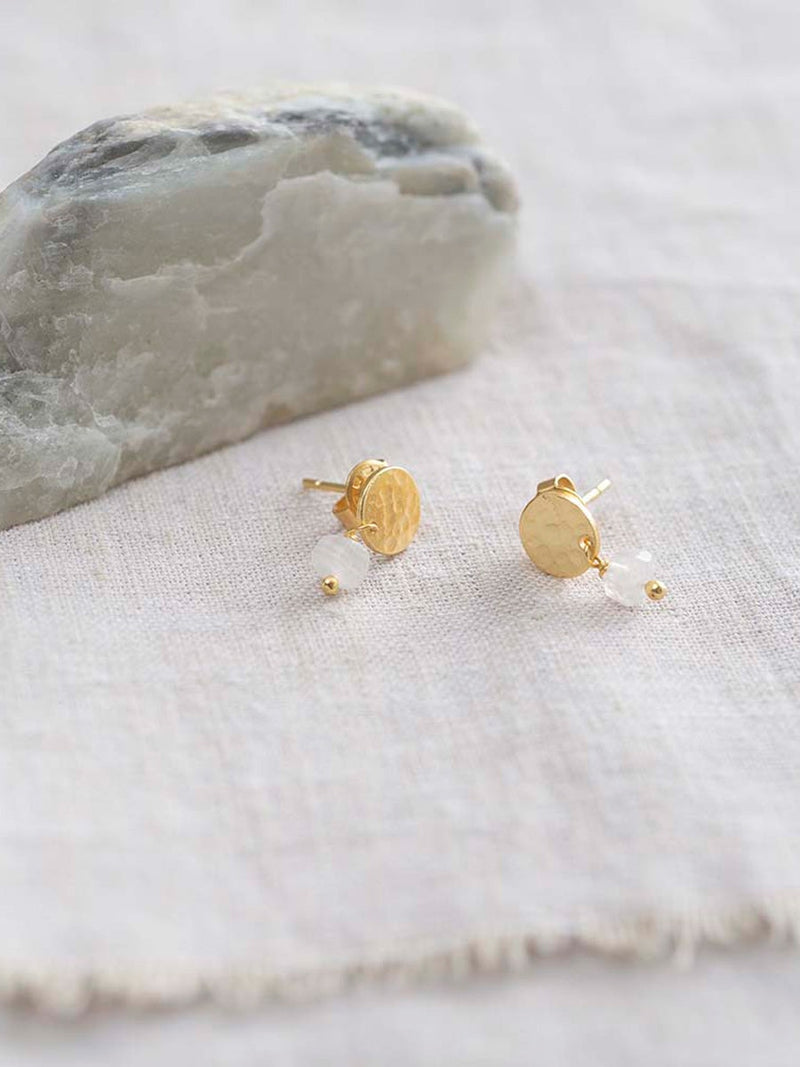 A Beautiful Story MINI COIN moonstone gold earrings
