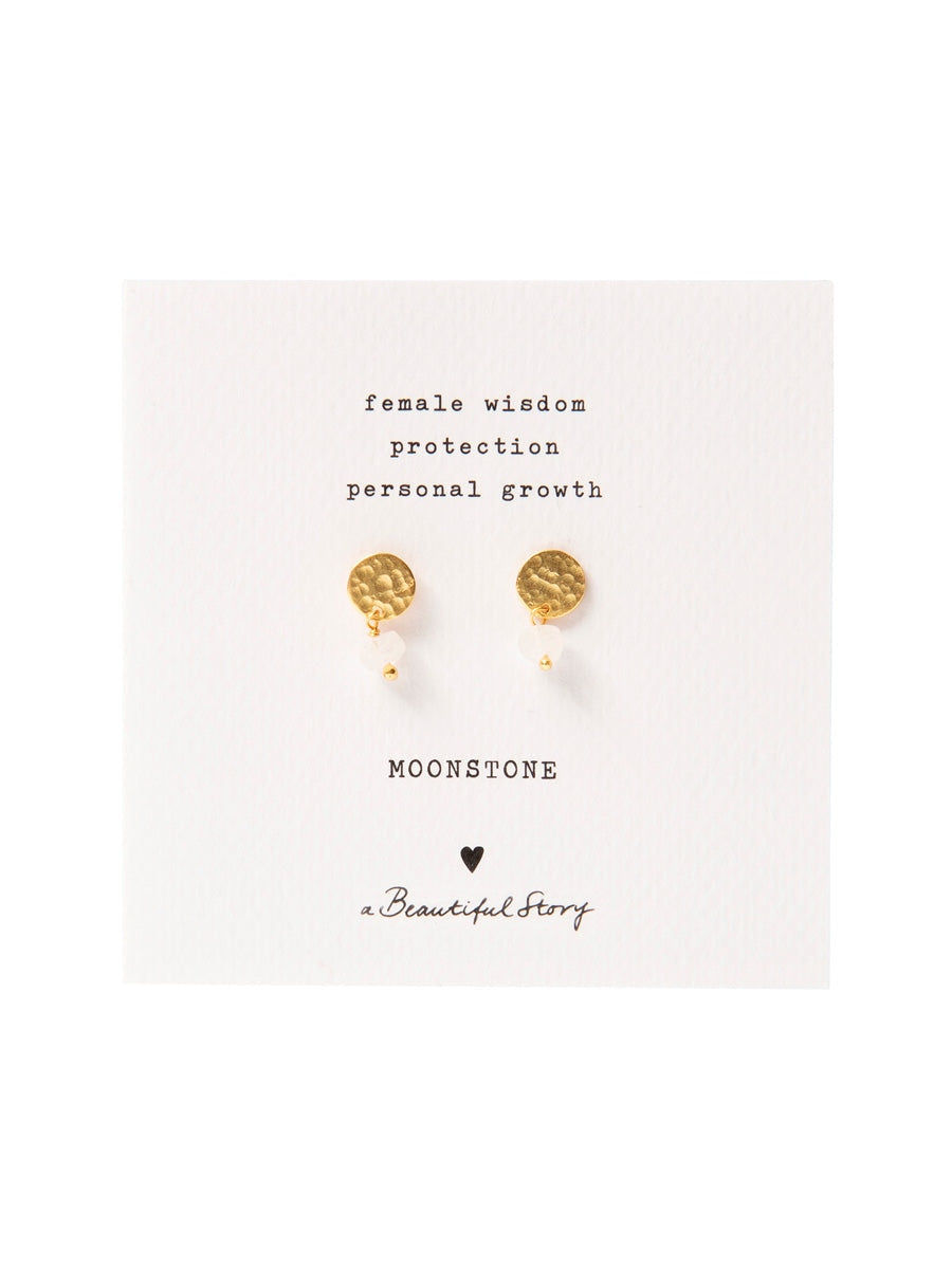 A Beautiful Story MINI COIN moonstone gold earrings