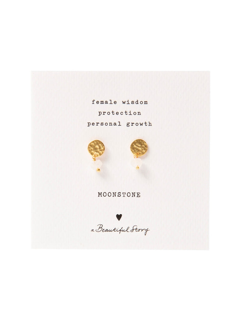 A Beautiful Story MINI COIN moonstone gold earrings