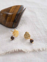 A Beautiful Story MINI COIN tiger eye gold earrings