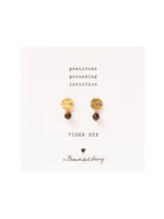 A Beautiful Story MINI COIN tiger eye gold earrings