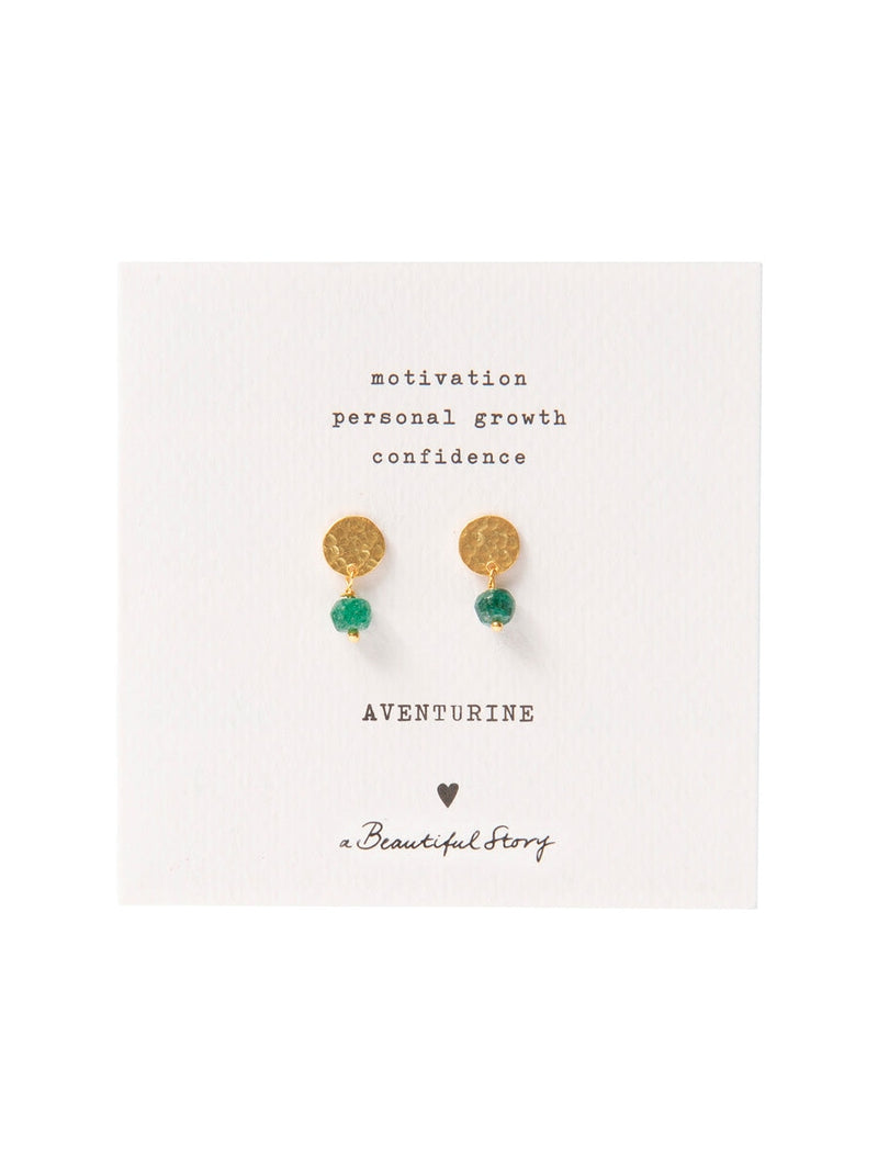 A Beautiful Story MINI COIN aventurine gold earrings