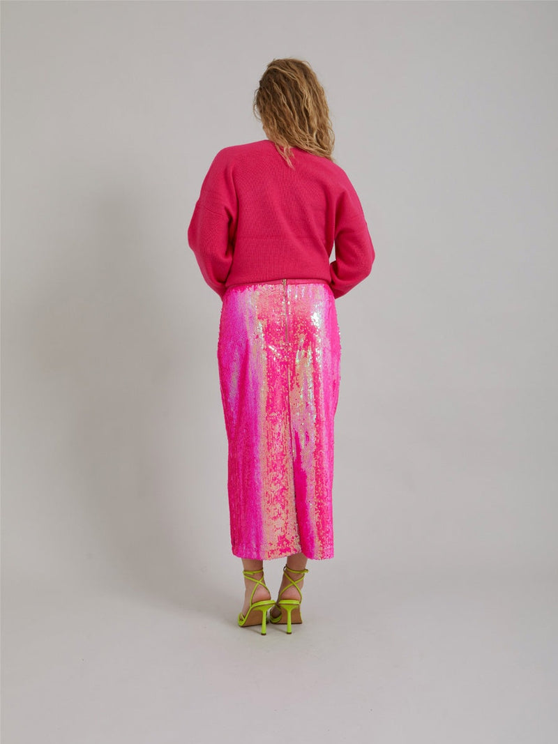 Coster Copenhagen Long skirt in sequins Neon pink