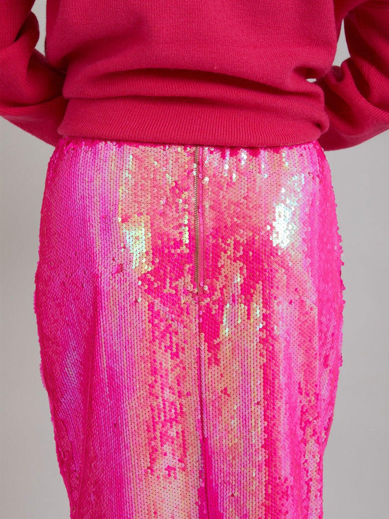Coster Copenhagen Long skirt in sequins Neon pink