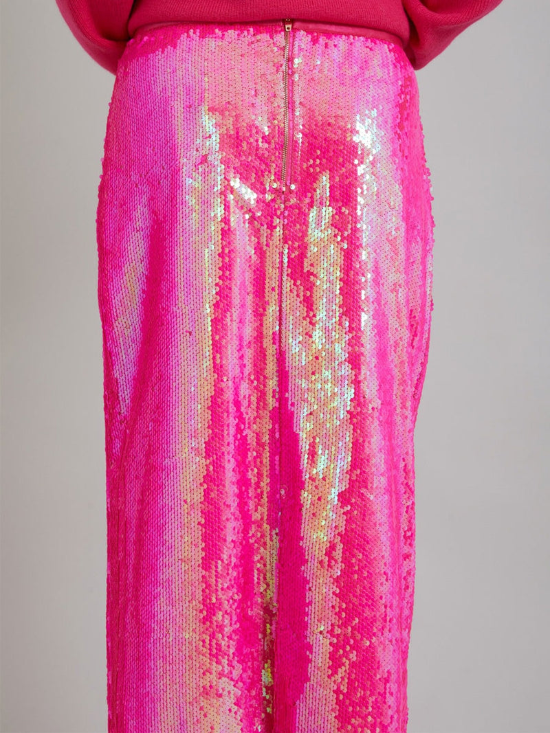 Coster Copenhagen Long skirt in sequins Neon pink