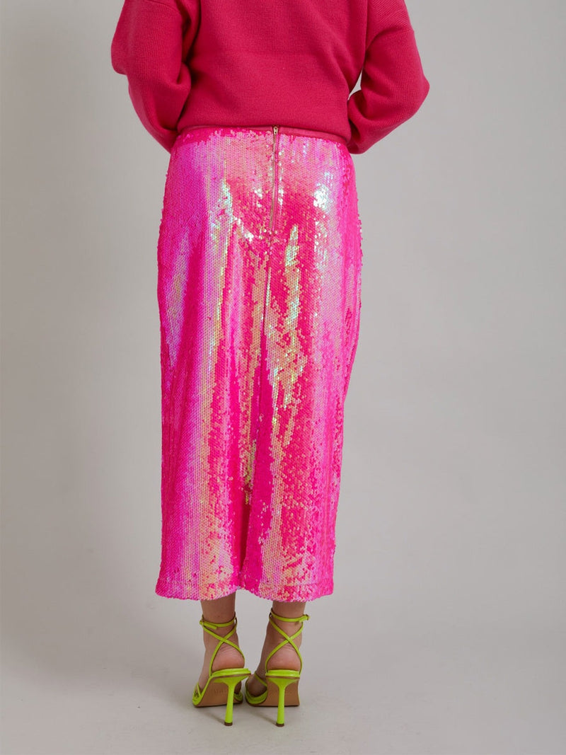 Coster Copenhagen Long skirt in sequins Neon pink