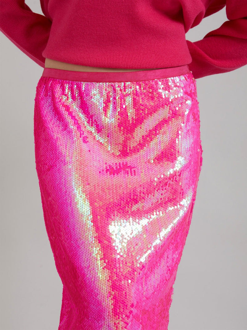 Coster Copenhagen Long skirt in sequins Neon pink