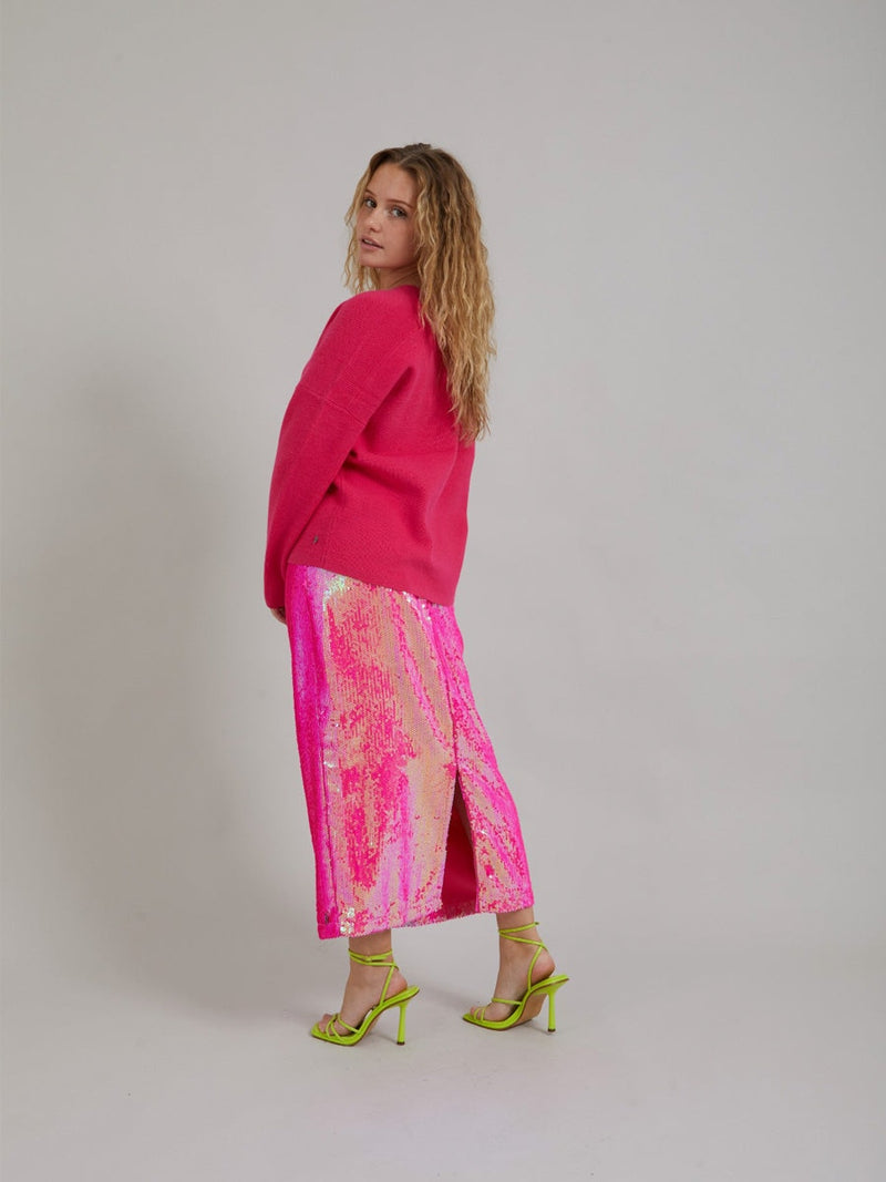 Coster Copenhagen Long skirt in sequins Neon pink