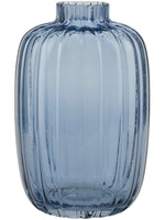 Cozy Living Vase with grooves blue