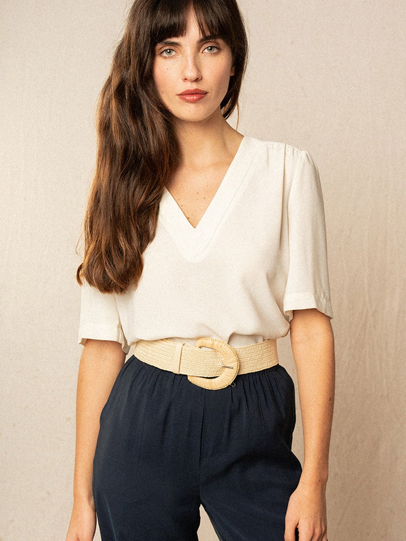 Grace & Mila India woven top Ecru