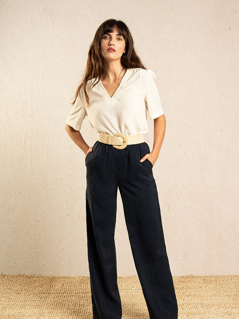 Grace & Mila India woven top Ecru
