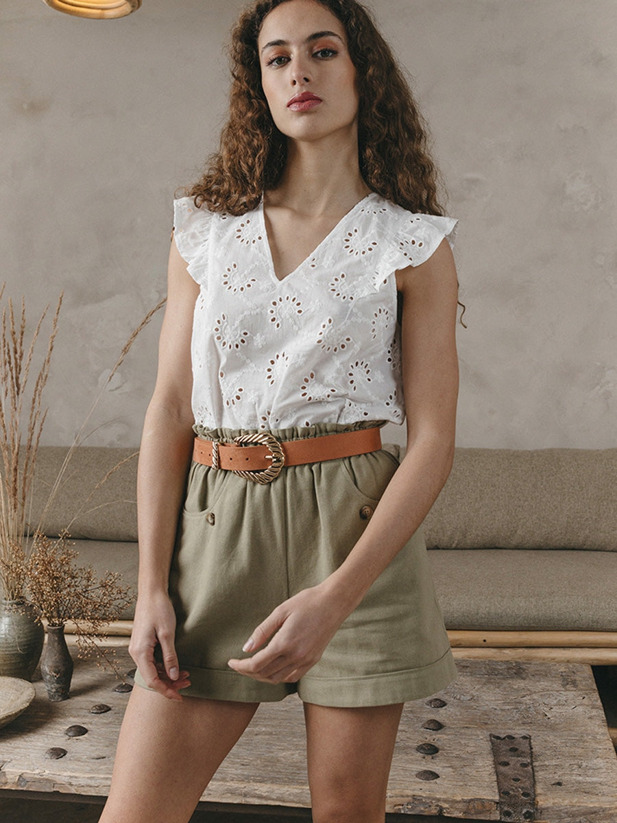 Grace & Mila Jordi Woven Top Ecru