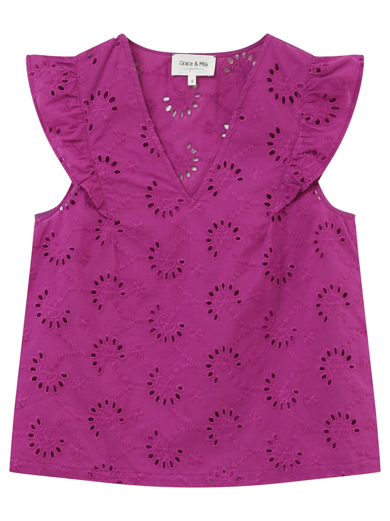 Grace & Mila Jordi Woven Top Pivoine