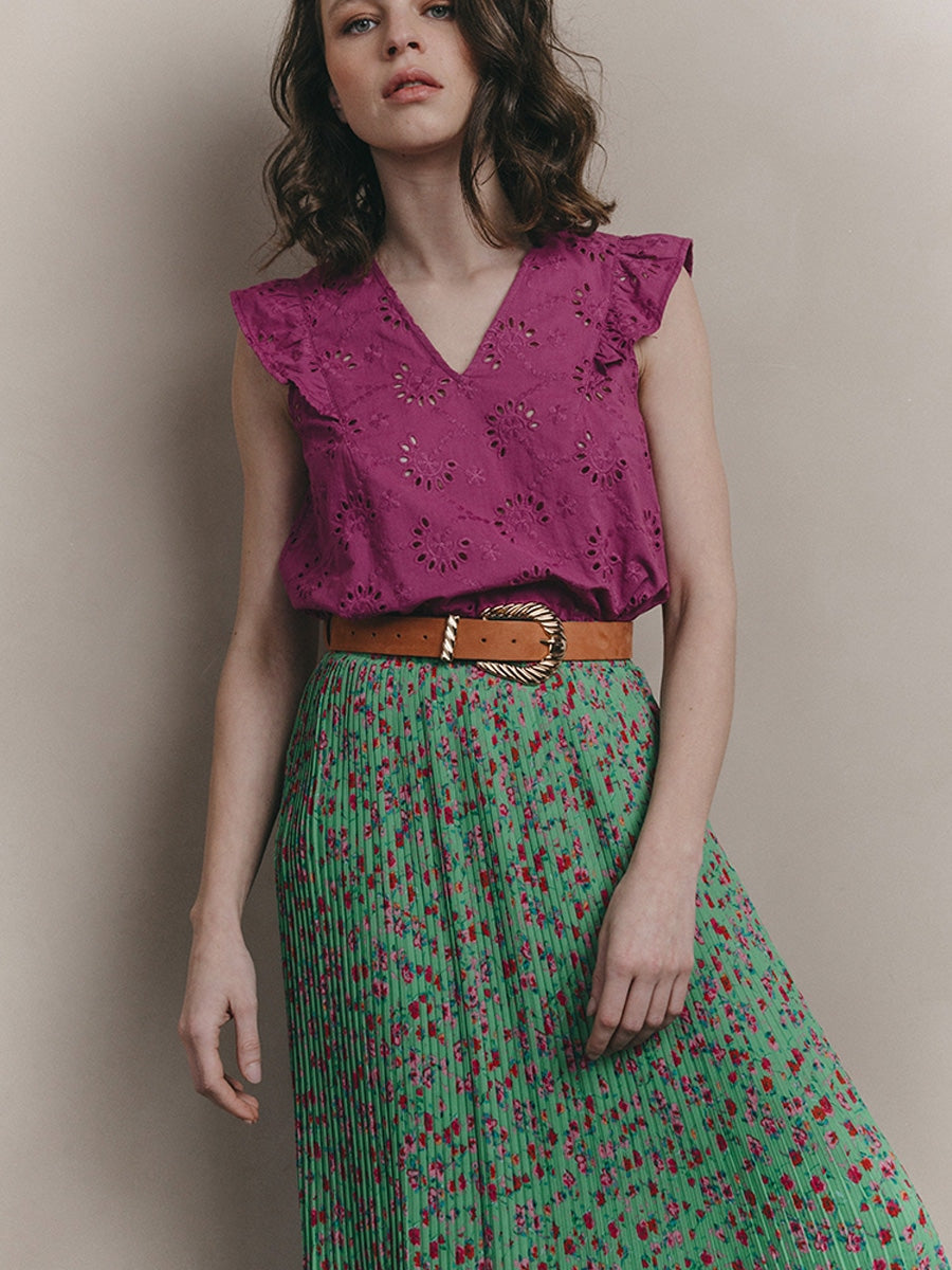 Grace & Mila Jordi Woven Top Pivoine