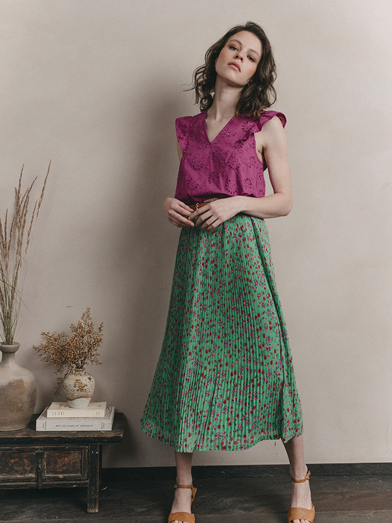 Grace & Mila Jordi Woven Top Pivoine