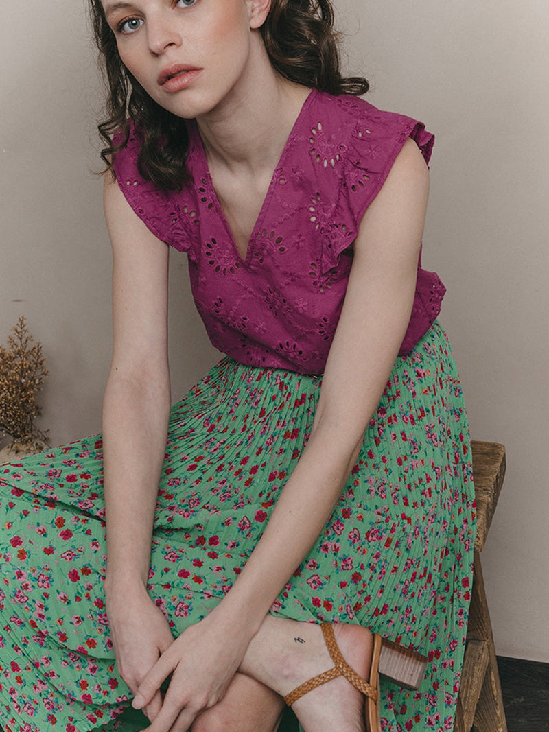 Grace & Mila Jordi Woven Top Pivoine
