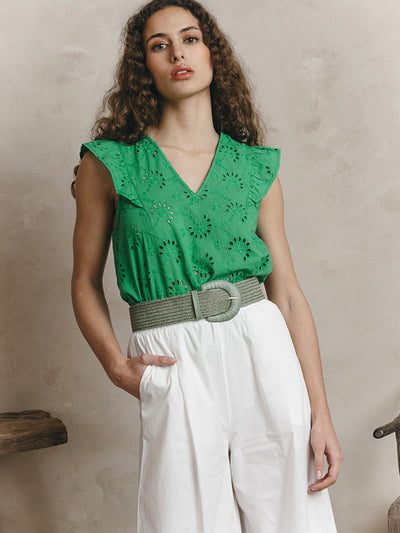 Grace & Mila Jordi Woven Top Vert