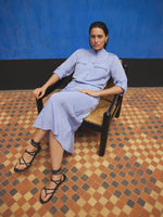 Gustav Denmark Britney Long Bias Cut Dress Xenon Blue