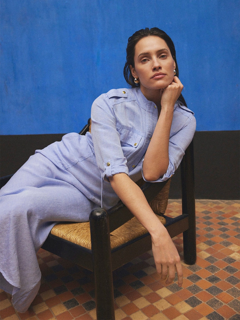 Gustav Denmark Britney Long Bias Cut Dress Xenon Blue
